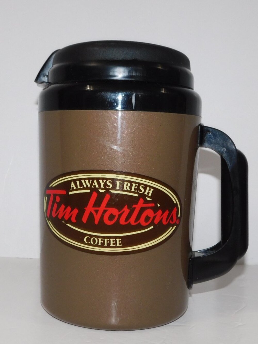 VTG Tim Hortons Coffee 64 oz Jumbo Large Travel Mug Thermos Bilingual 10"